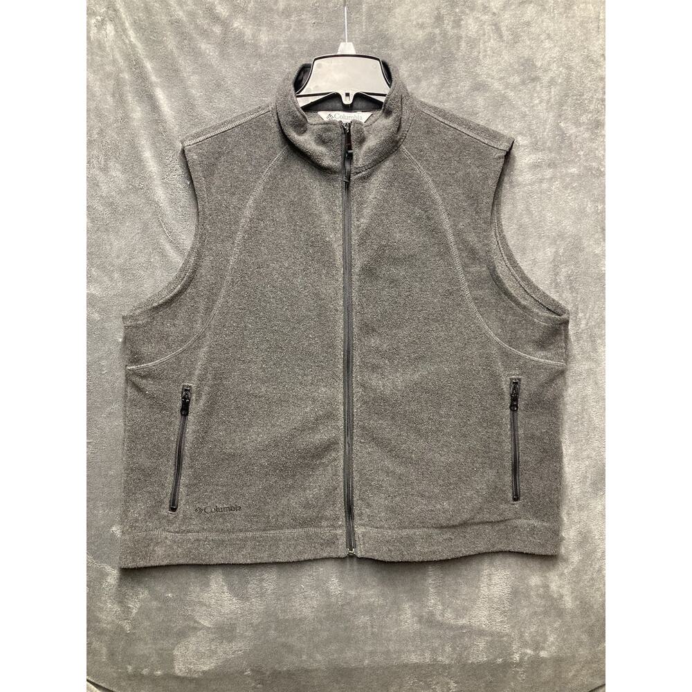 Columbia Fleece Vest Women 2XL Gray Minimal Gorpcore Outdoor Utility Old Money